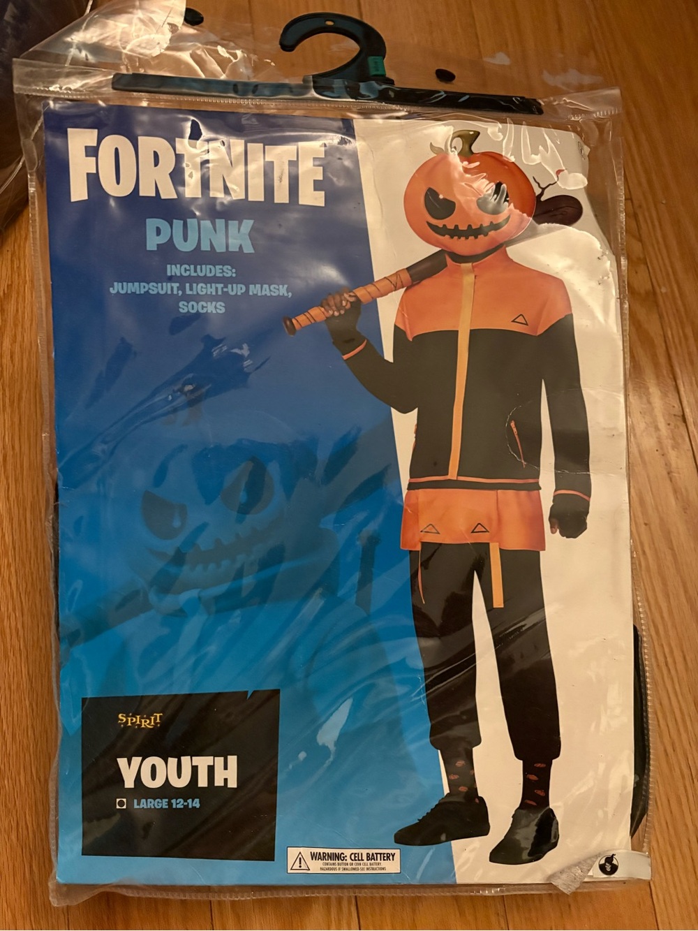 Spirit Fortnite Punk Pumpkin Costume - Orange & Black Large 12/14